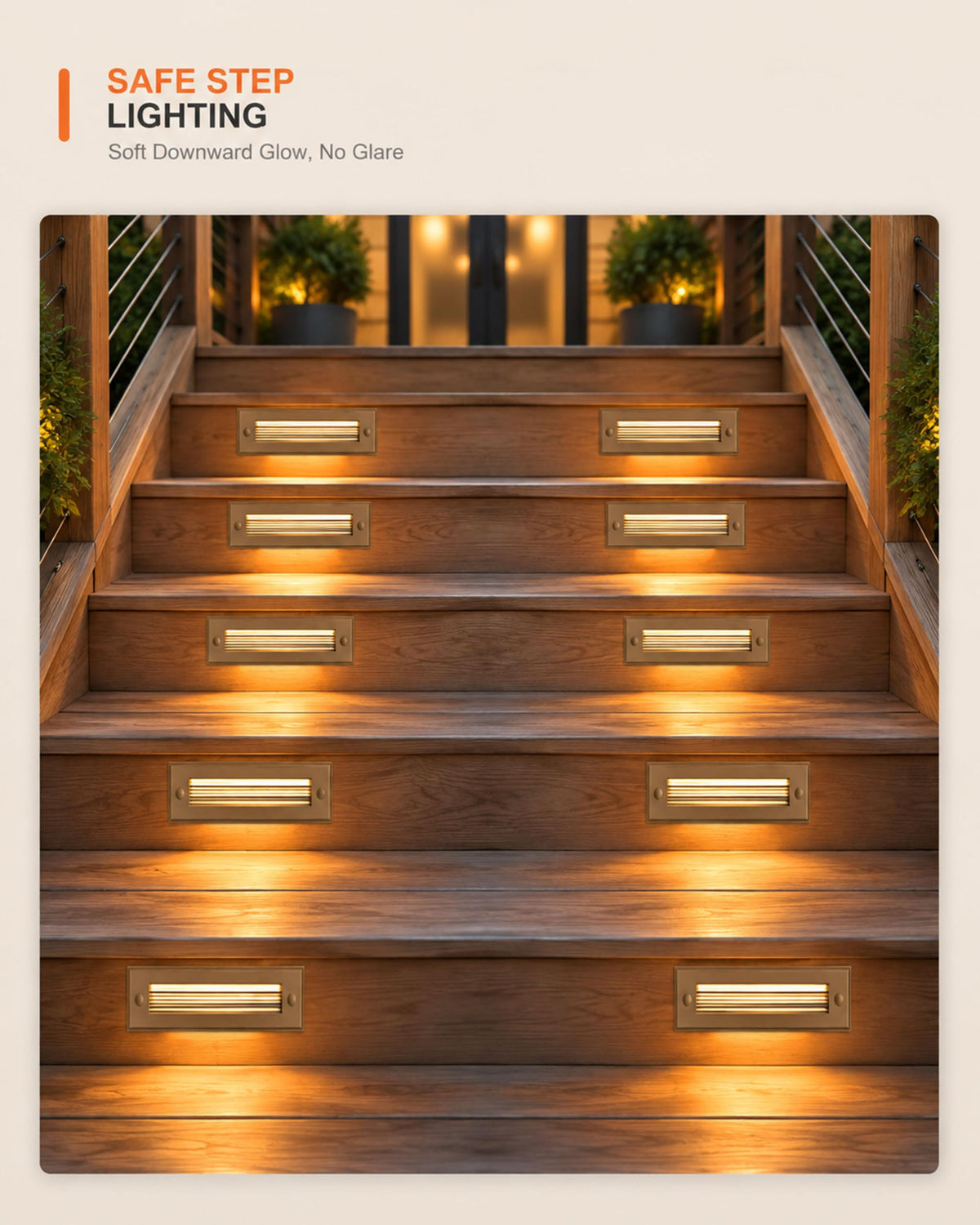 12 Pack 7.4 Inch Low Voltage Outdoor Stair Lights (Brown / 7.4inch | 2700K)