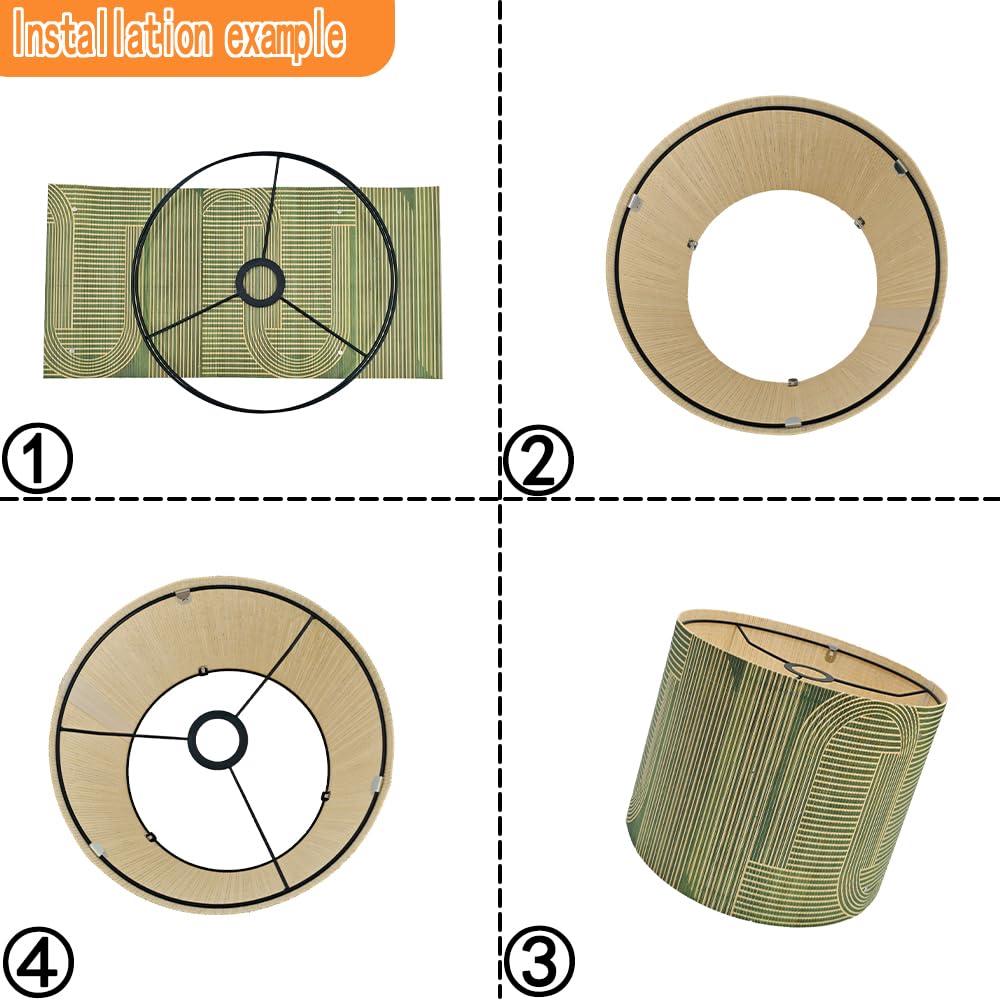 Modern lamp Shade Bamboo Material Abstract Art Deco 11.8 * 9.05Inch (Green & Abstract Arch)