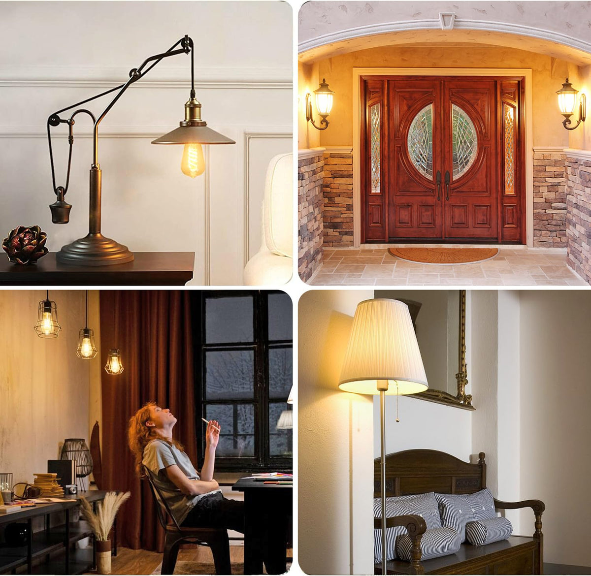 4 PCS ST58 Dimmable Spiral Vintage E26 LED Bulb 60 Watt LED Edison Bulbs (2700k 4pack)