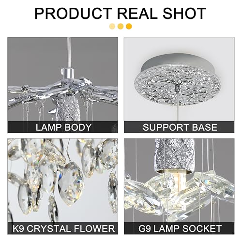 Modern K9 Crystal Tree Branches Chandelier (Silver / Round 8.5")