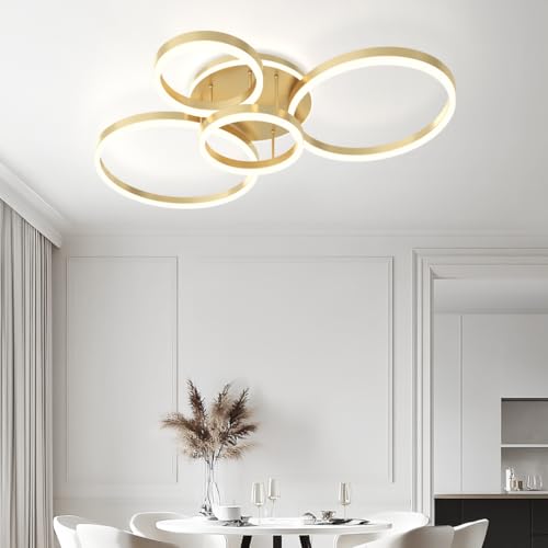 Chloe Flush Mount Ceiling Light (Metallic Gold / 5 Circles / Cool White)