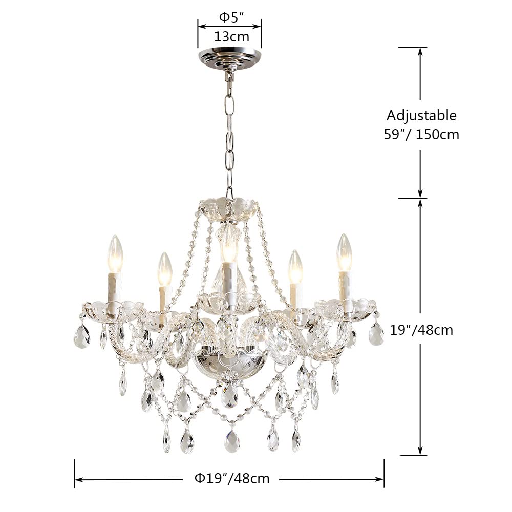 Saint Mossi Modern Contemporary Elegant K9 Crystal Glass Chandelier Pendant Ceiling Lighting Fixture (Clear Crystal / W19" 1 Tier)