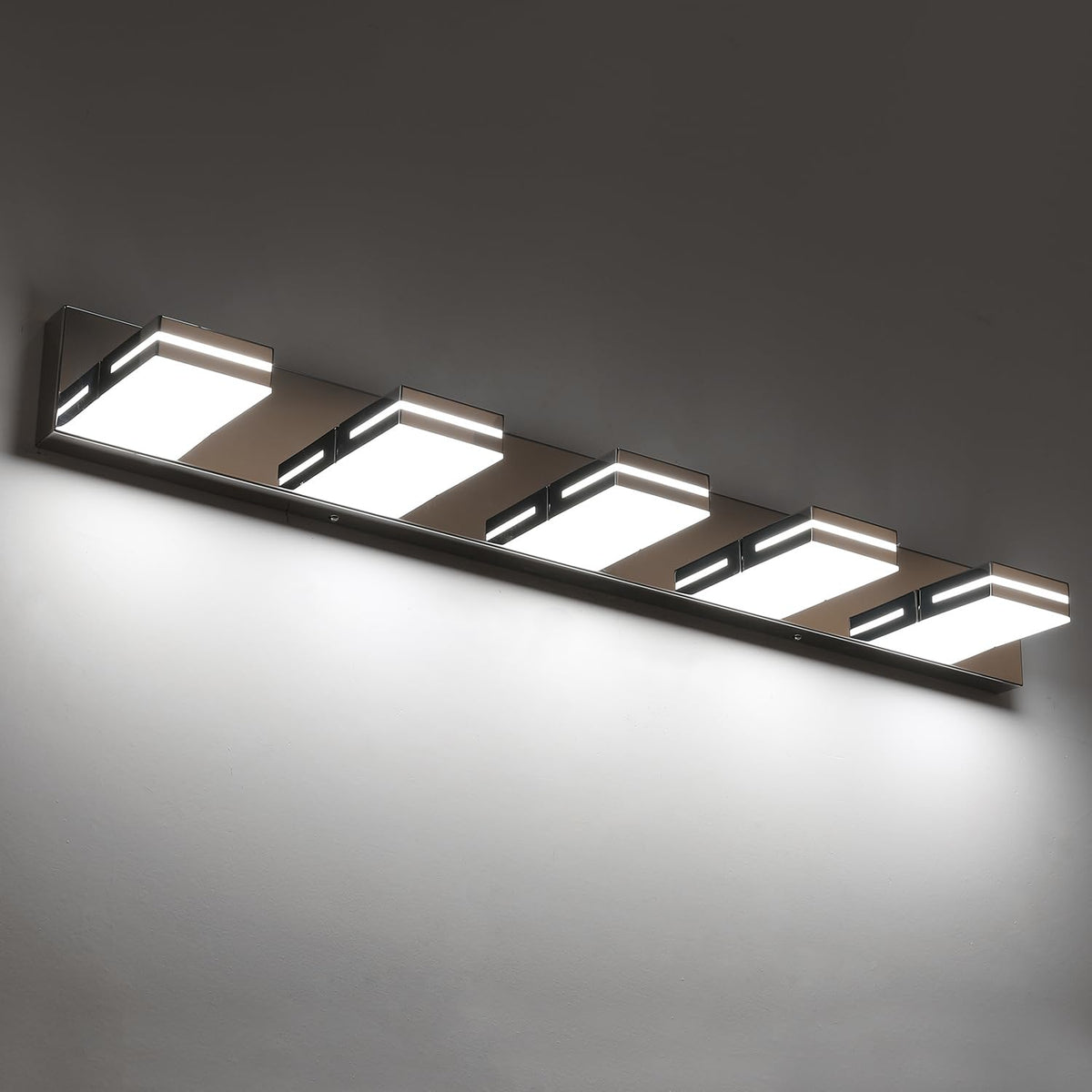 LED Modern Bathroom Vanity Light Fixtures (5-Light, 40-Inch / Chrome, 100%-0% White)