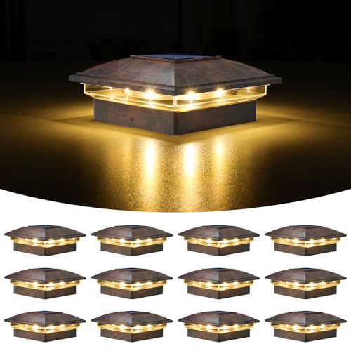 Brushed Copper Solar Post Cap Lights (Brushed Copper / 12 Pack)