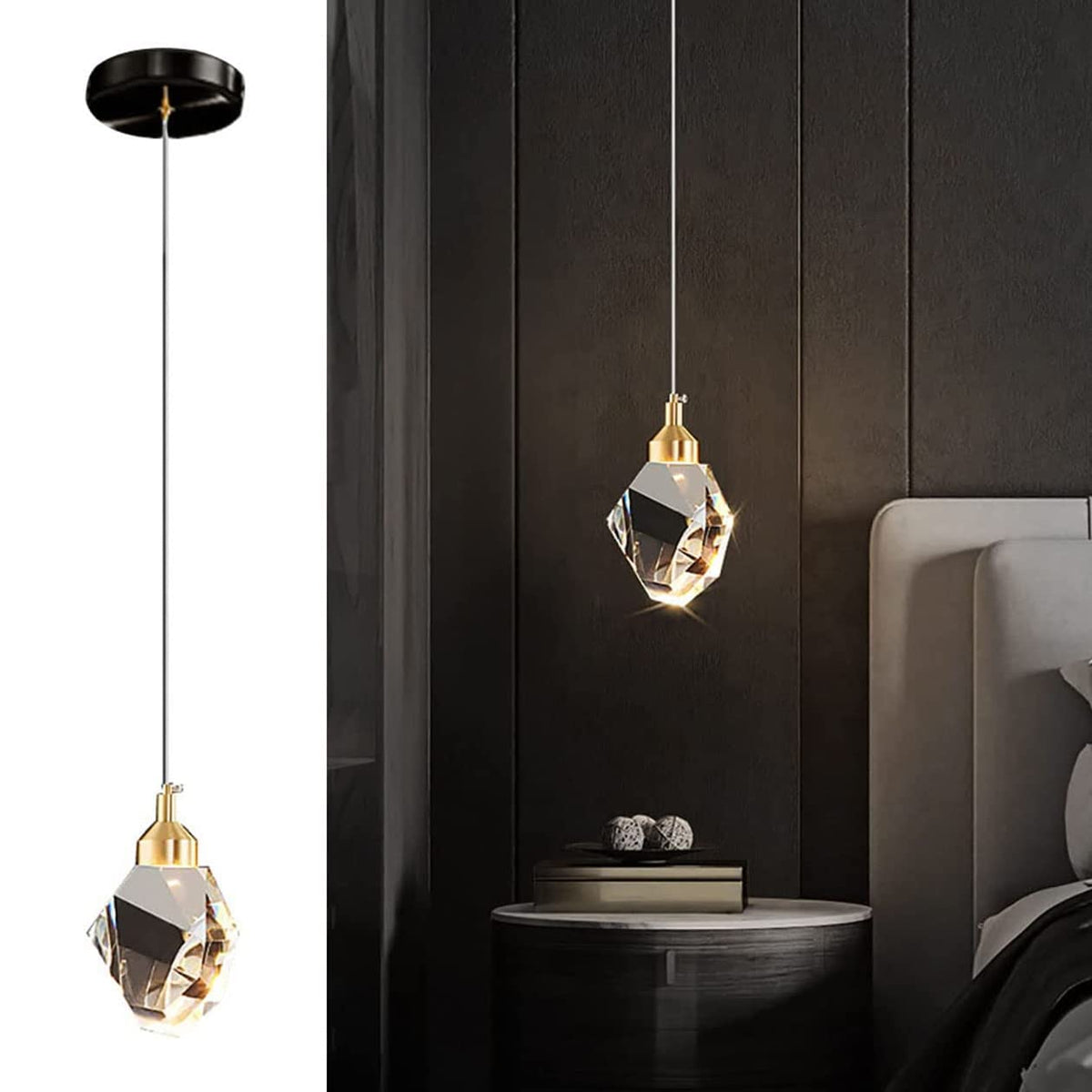 Black Diamond Crystal Pendant Light (Black / 1-Light)