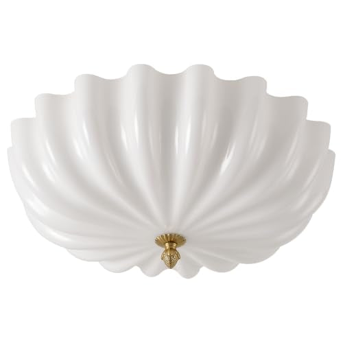 Milk Glass Ceiling Light Flush Mount Flower Shade 3
