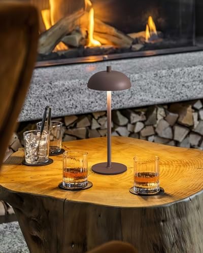 12" Cordless Table Lamps Set of 2 (H12" Brown (2 Pack))