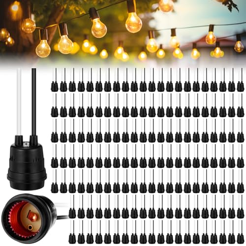 150 Pcs Black Pigtail Lamp Holder Light Sockets E26