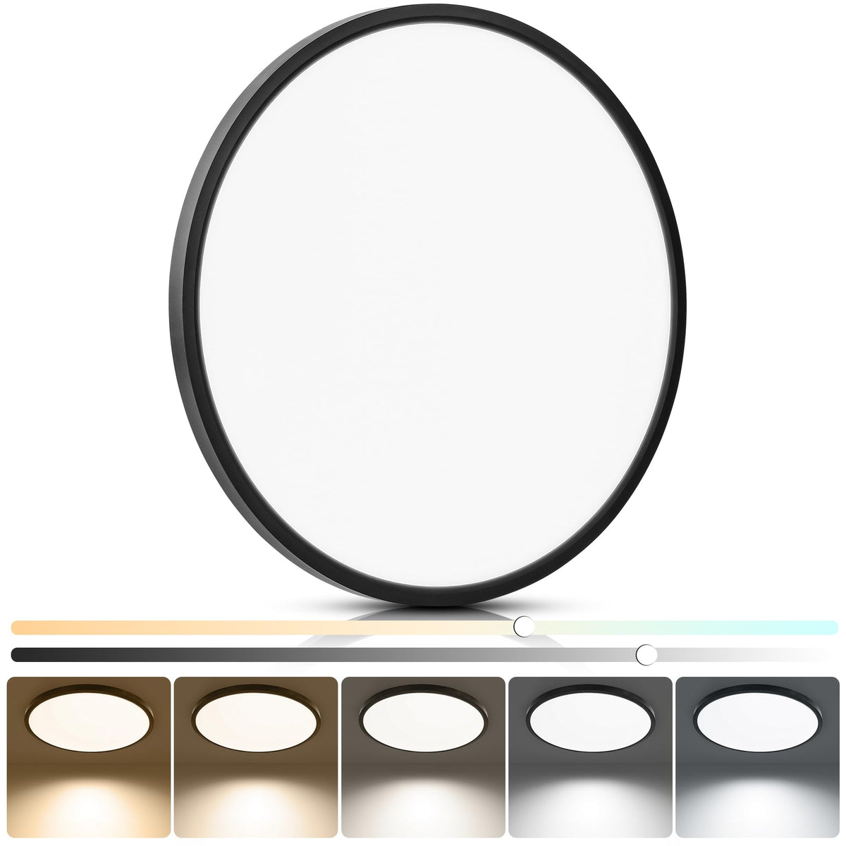 15.8in Ultra Thin LED Flush Mount Ceiling Light (Black / 15.8 Inch)
