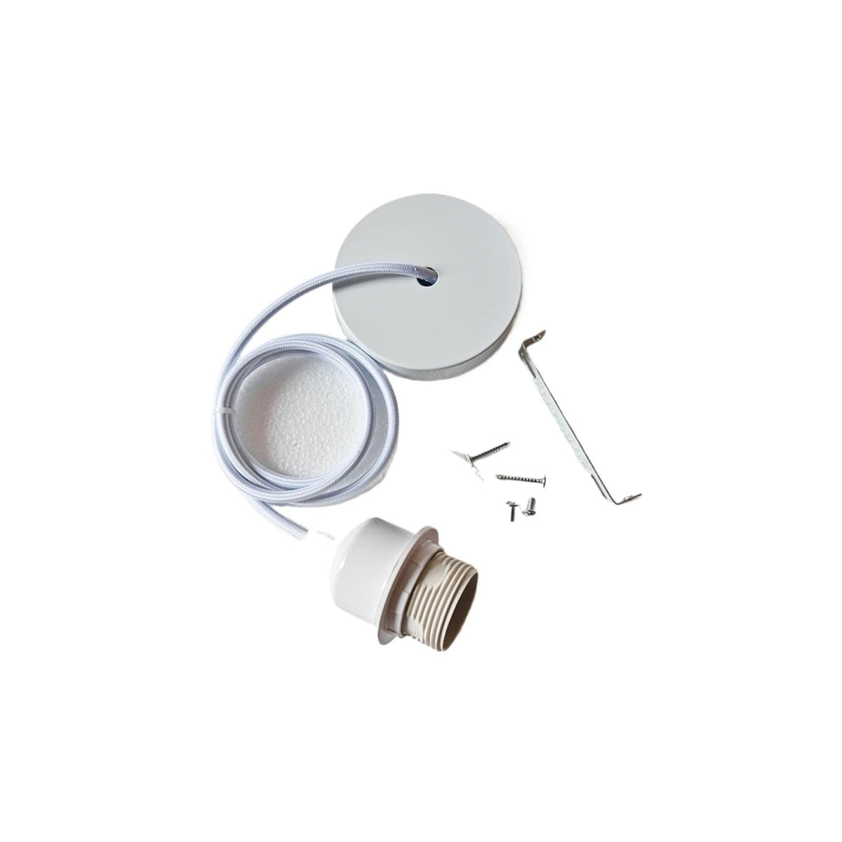 Lamp Holder DIY Vintage E26 E27 Hanging Lamp Holders with Cable Ceiling Lamp Holders Sockets Nordic Half Teeth Lampshade Base for Pendant lamp (White-Set / 3.5m Wire)
