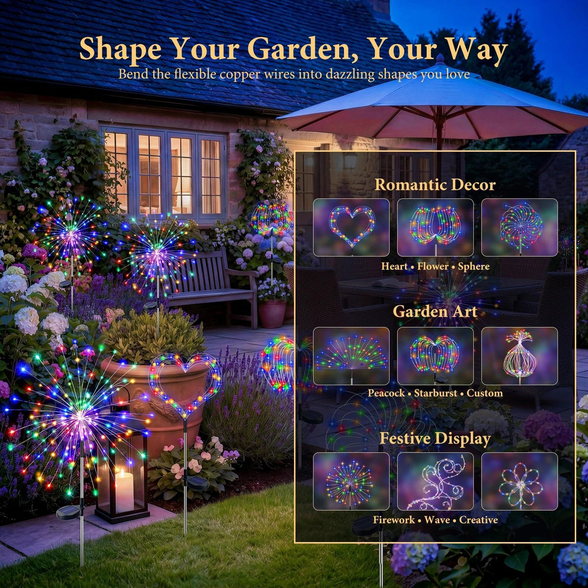 Multicolor Solar Firework Lights 4 Pack (Multicolor / 2 Pack)