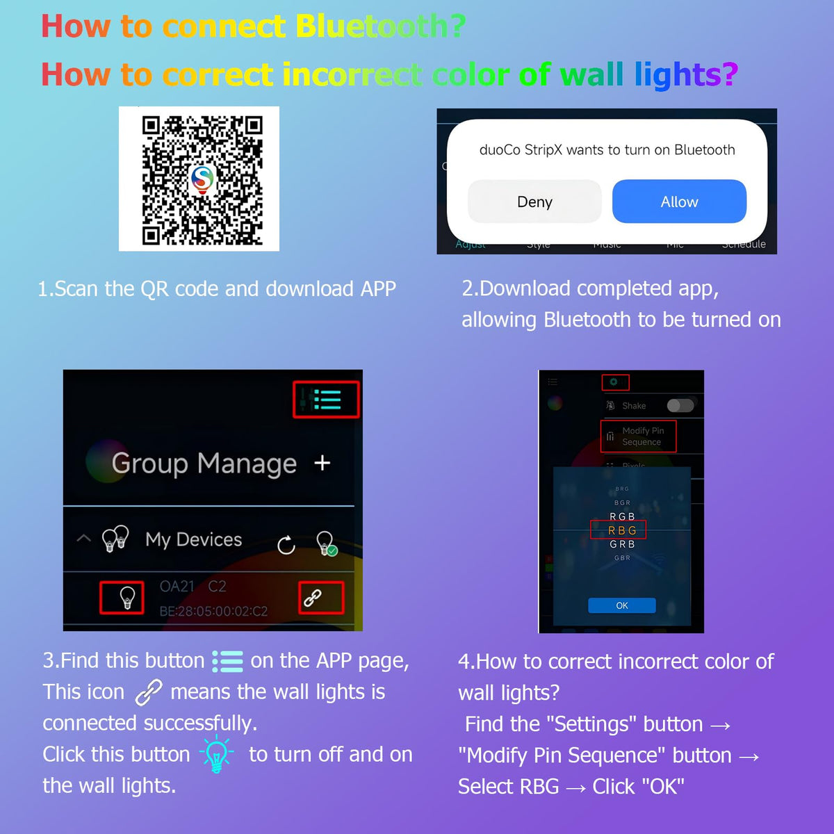 RGB Outdoor Wall Light with Remote & App Control (2pcs-39in)
