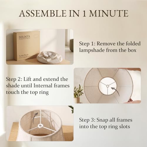 Beige Natural Linen Bell Lamp Shades Set of 2 (Beige / Medium - 6.5×13×10 in)
