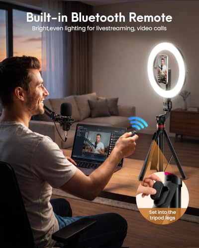 Magnetic Ring Light with Stand and Phone Holder (Black)