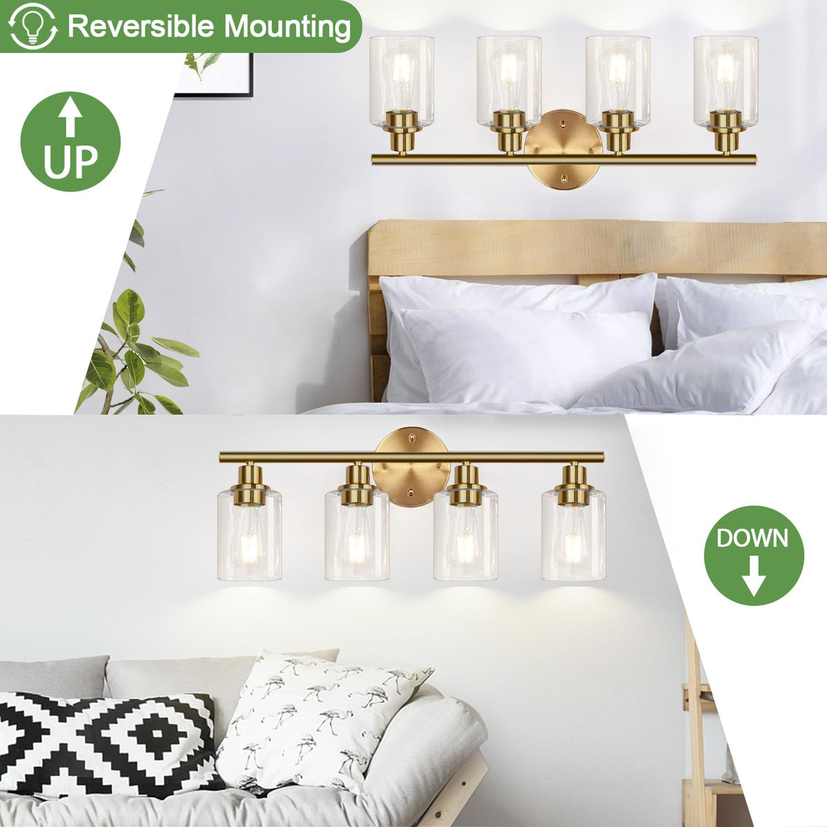 4 Light Bathroom Light Fixtures (Brushed Gold / 4-light)