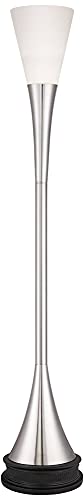 Piazza 76.8" Tall Nickel Torchiere Floor Lamp with Riser (Silver Brushed Nickel - Riser Included)