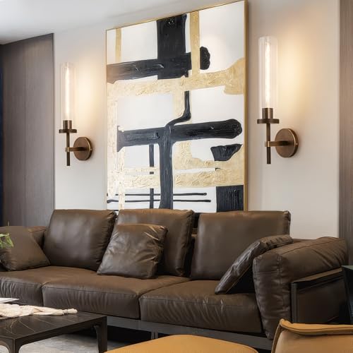 19.5" Knurled‑Craft Hardwired Bronze Wall Sconce (Bronze-Clear Tube / 19.5″-1 Pack)