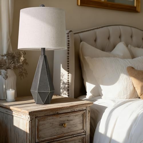 23'' Table Lamps Set of 2 for Living Room Bedroom (Medium - Dark Grey)