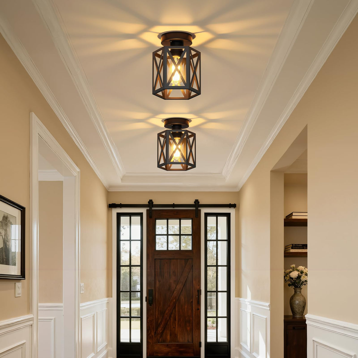 2 Pack Semi Flush Mount Ceiling Light for Hallway Light Fixture (7.5 in)