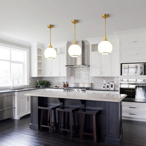 Pendant Lights Kitchen Island (Gold & Milky White / 1 Pack-10inch)