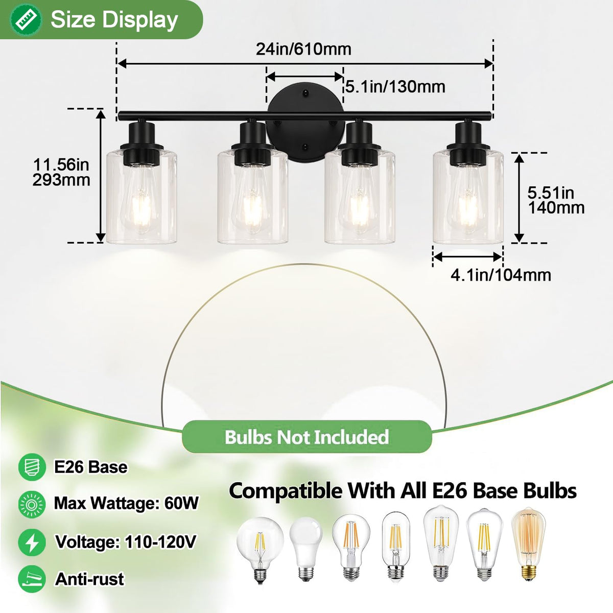 4 Light Bathroom Light Fixtures (Matte Black / 4-light)