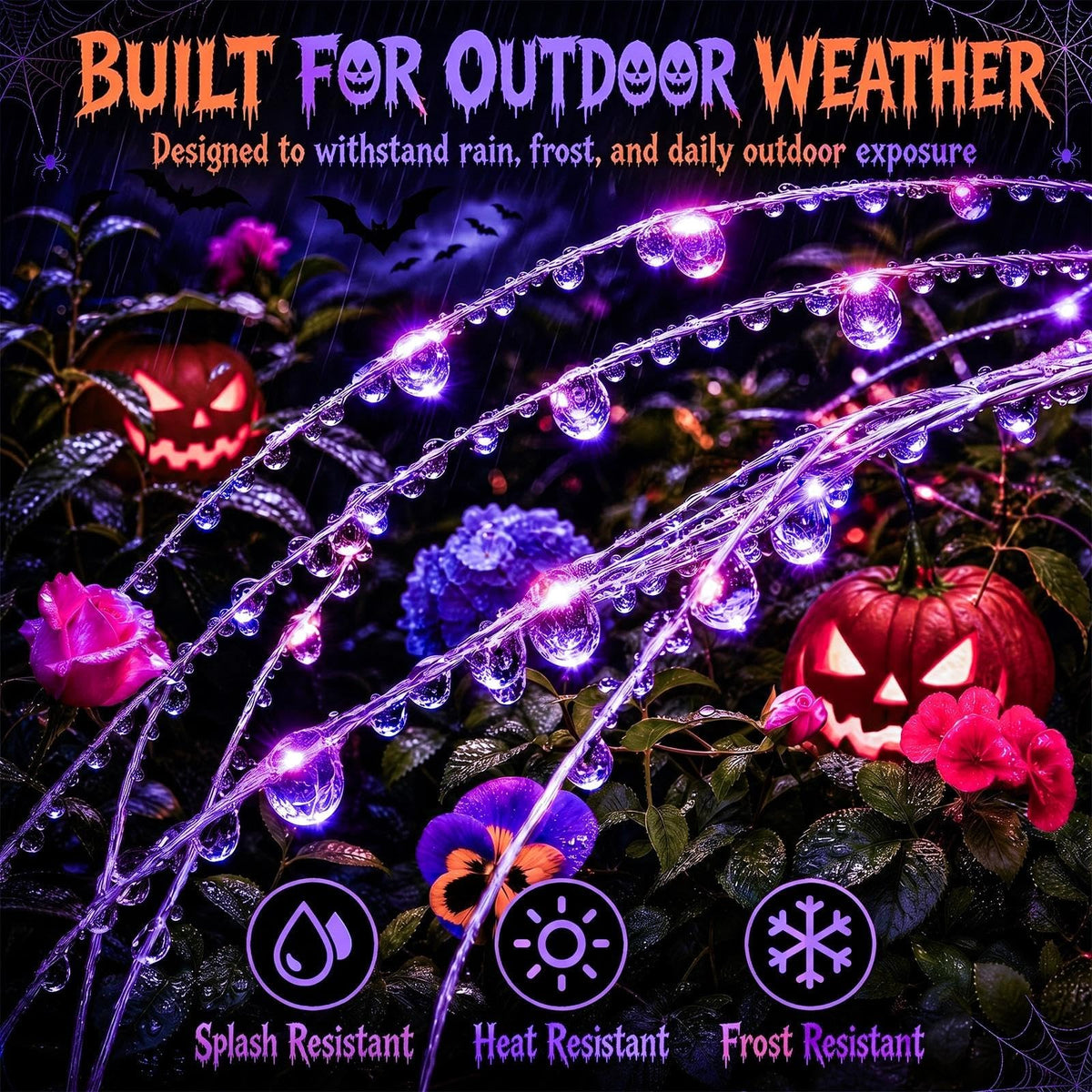 Solar Firework Lights (Halloween Orange & Purple Set / 6 Pack)