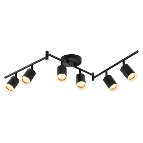 6 Light Black Kitchen Track Lighting Fixtures Ceiling Adjustable Head (Black / 6 Light (Ceiling Mount))