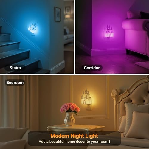 Night Lights Plug into Wall (Castle-RGB / 1 Pack)