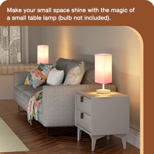 White Small Bedside Lamp for Bedroom (Pink & White / 12.8in)