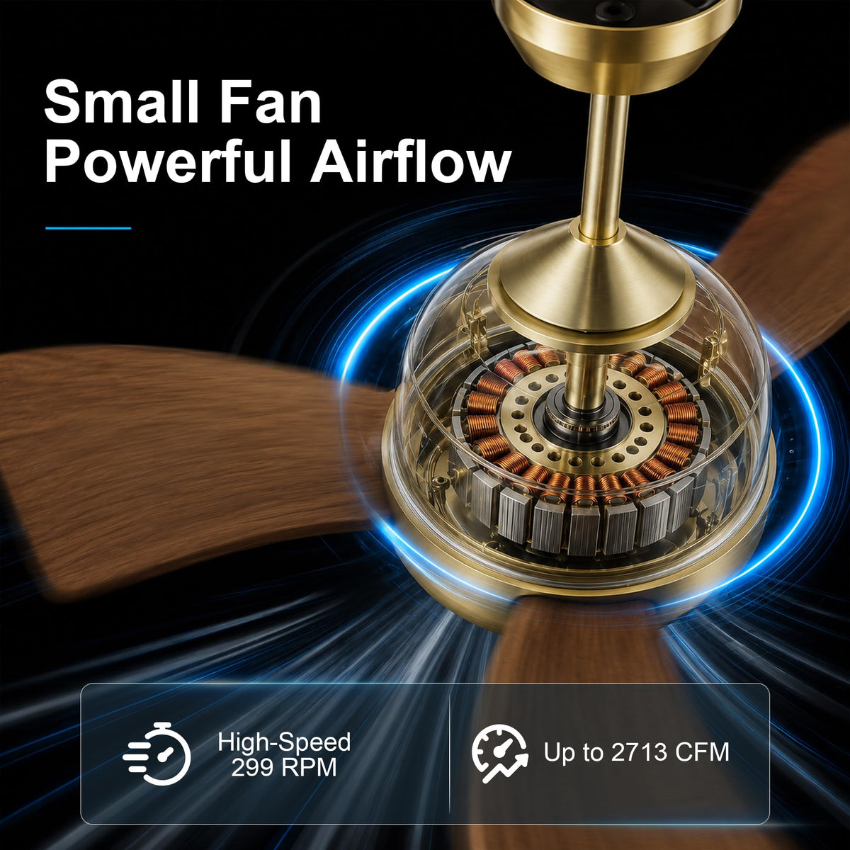 30 Inch Small Ceiling Fan with Lights (Brushed Brass & Walnut / 30 Inch)