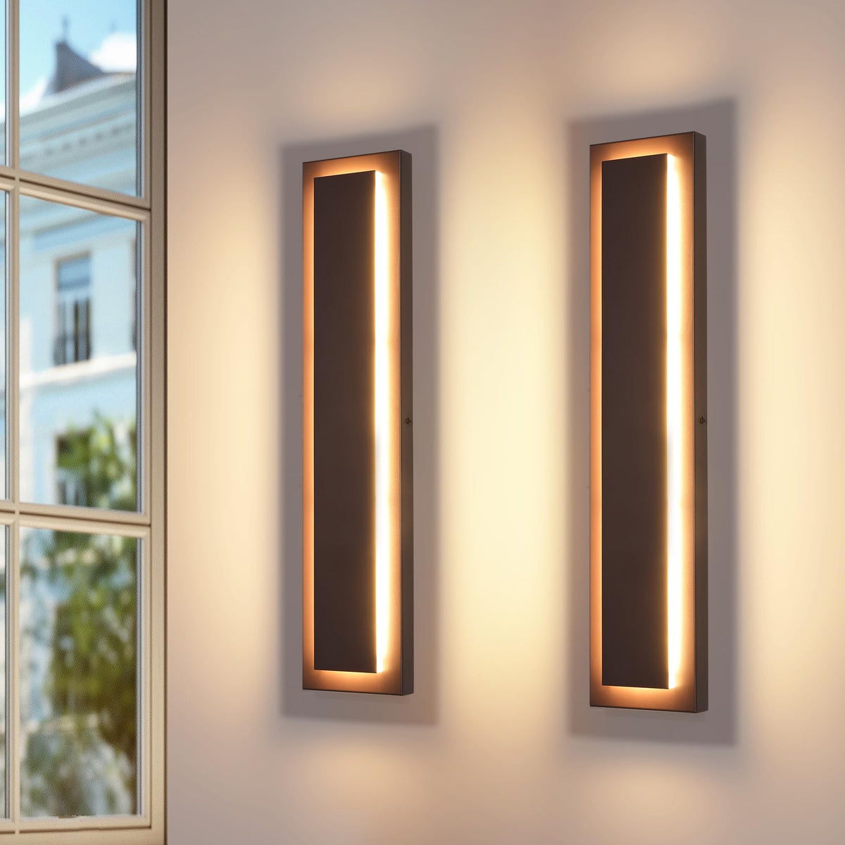 24 in Brown Long Outdoor Wall Lights (Brown 1-tier Modern Design / 23.6 Inches（60 cm）)