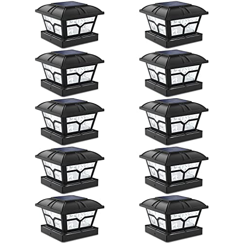 Solar Post Cap Lights Outdoor 2 Modes (Black / 10 Pack)