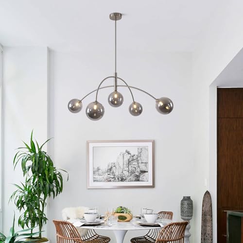 Chandelier 6 Lights Modern Nordic Gold Sputnik Chandelier Hanging Lighting Glass Globe Ceiling Pendant Light Fixtures