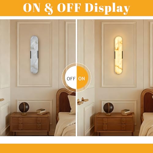 20in Alabaster Wall Sconce 3000k (Black-Warm light / 20in-1pack)