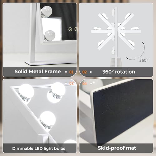 Vanity Mirror with Lights (White-9 Bulbs)