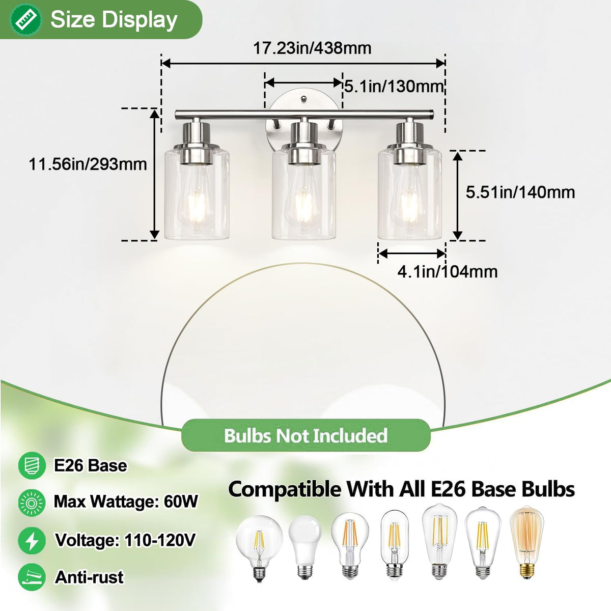 3 Light Bathroom Light Fixtures (Brushed Nickel / 3-light)