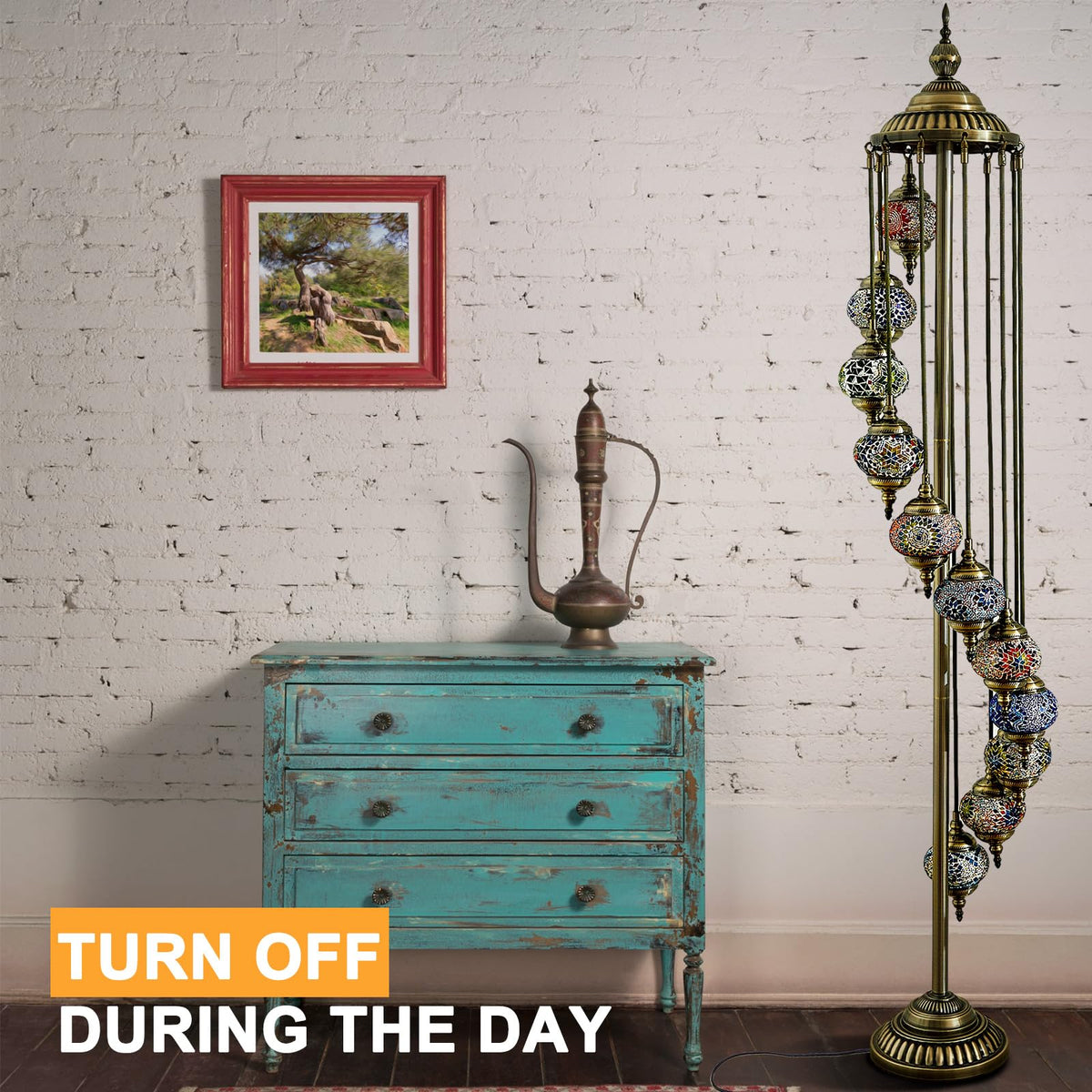 Turkish Mosaic Floor Lamp Moroccan Lamps (11 Globes Style)