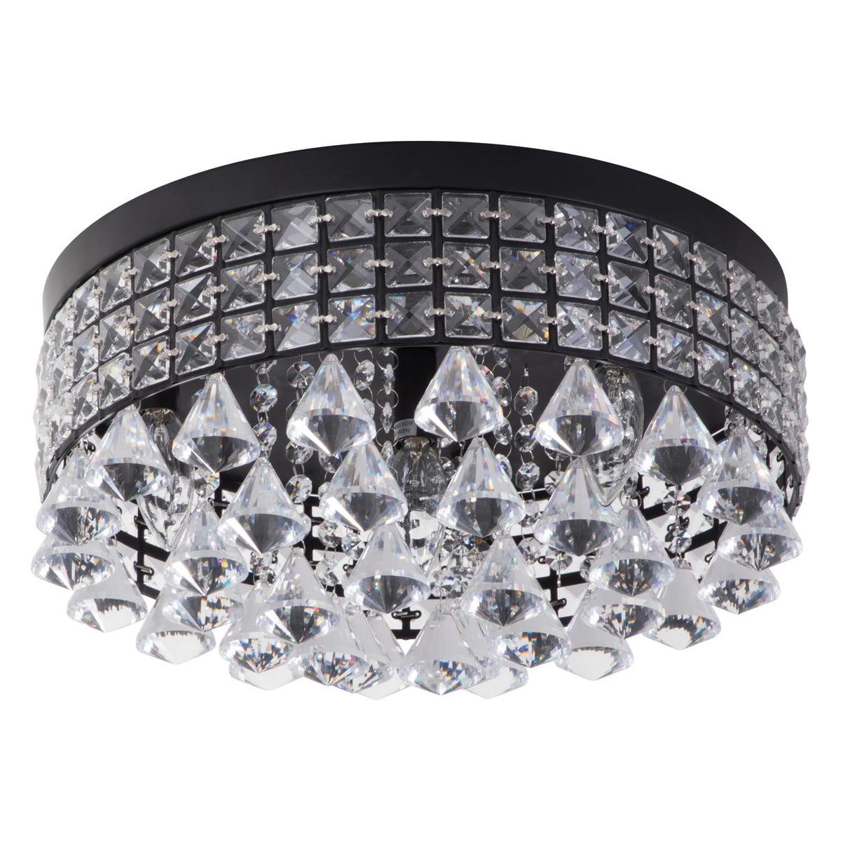 4 Lights Crystal Chandelier (15"Wx7.3"H / Black)