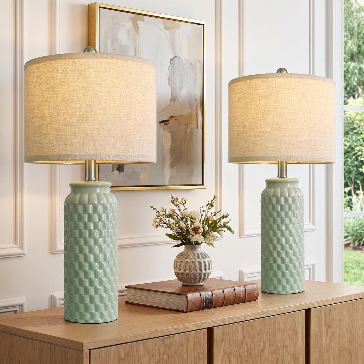 24" Modern Bedside Lamps Set of 2 (24" Medium - Green)