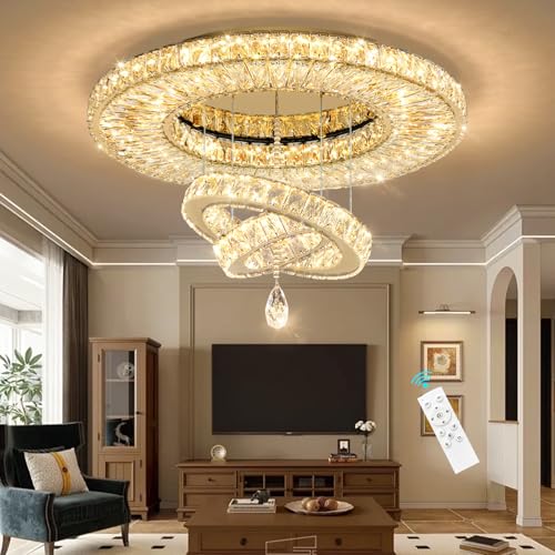 Modern Chandelier for Living Room Light Indoor LED Dimmable Lights Ceiling Chandeliers for Dining Room Bedroom Entryway Gold 60W LEDs Fixtures 4800 Lumens (Gold / W32")