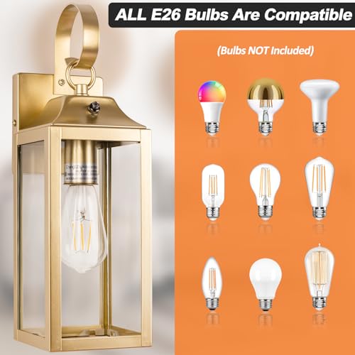 15 Inch Dusk to Dawn Outdoor Wall Lights Porch Light 2 Pack Gold (15 Inch Dusk to Dawn / Gold)