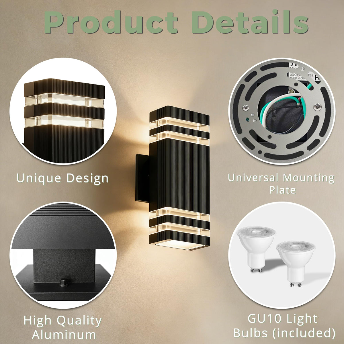 Square Outdoor Wall Lights (Black / 2 Layer)