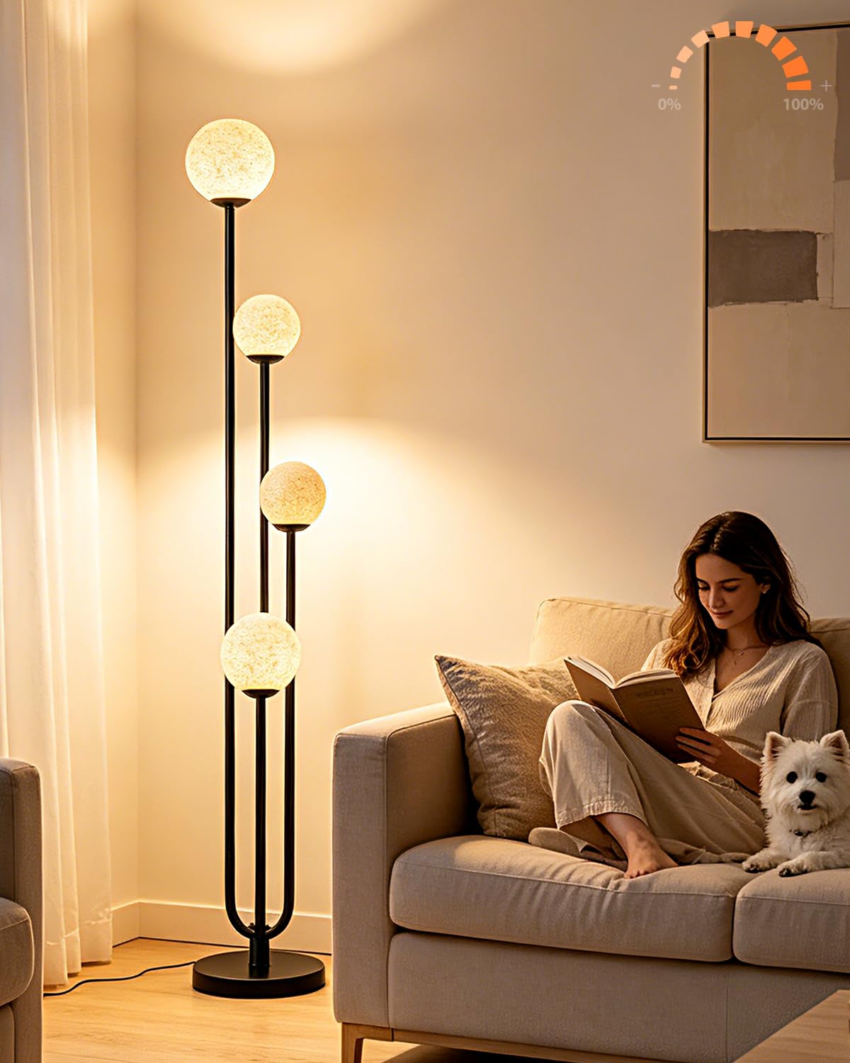 4 Light Globe Floor Lamp Black Unique Dimmable Floor Lamps 4 (Black-4UA1)