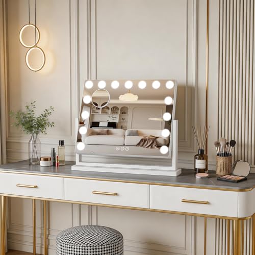 Vanity Mirror with Lights (White / 23"L x 17"W)