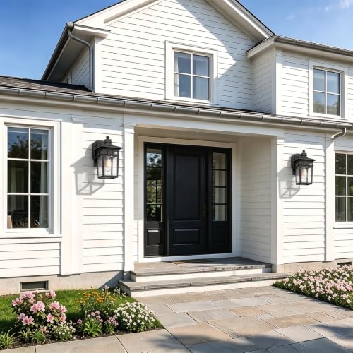Porch Lights with GFCI Outlet (Black / 1-Pack-Dusk to Dawn)
