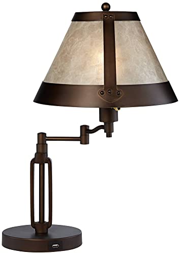 21 1 4" Bronze Brown Table Lamps Set of 2 Swing Arm with USB Charging Port (Bronze - Set of 2)