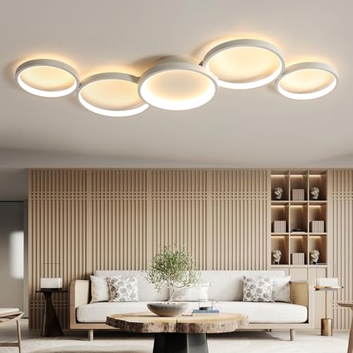 Modern LED Flush Mount 55W Dimmable Ceiling Light