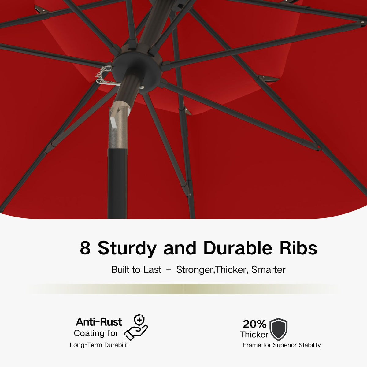10ft 3 Tier Patio Umbrella (Red / 10 FT)