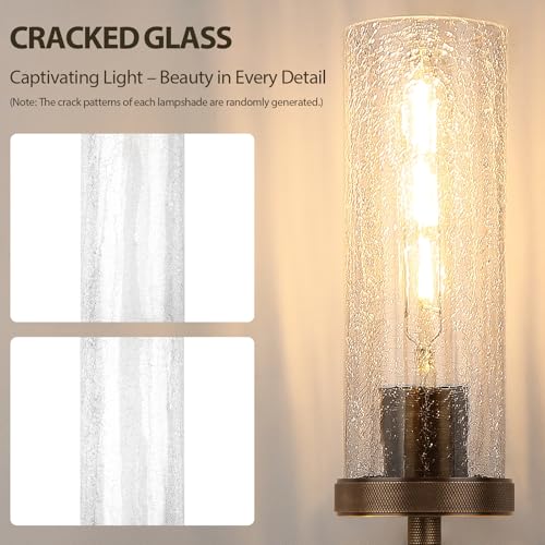 15" Knurled Brass Wall Sconces Set of 2 (Bronze-Crackle Tube / 15″-2 Pack)