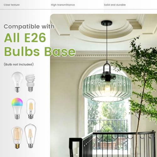 Vintage Light Green Pendant Light Industrial Adjustable Hanging Lamp (13-L-Green)